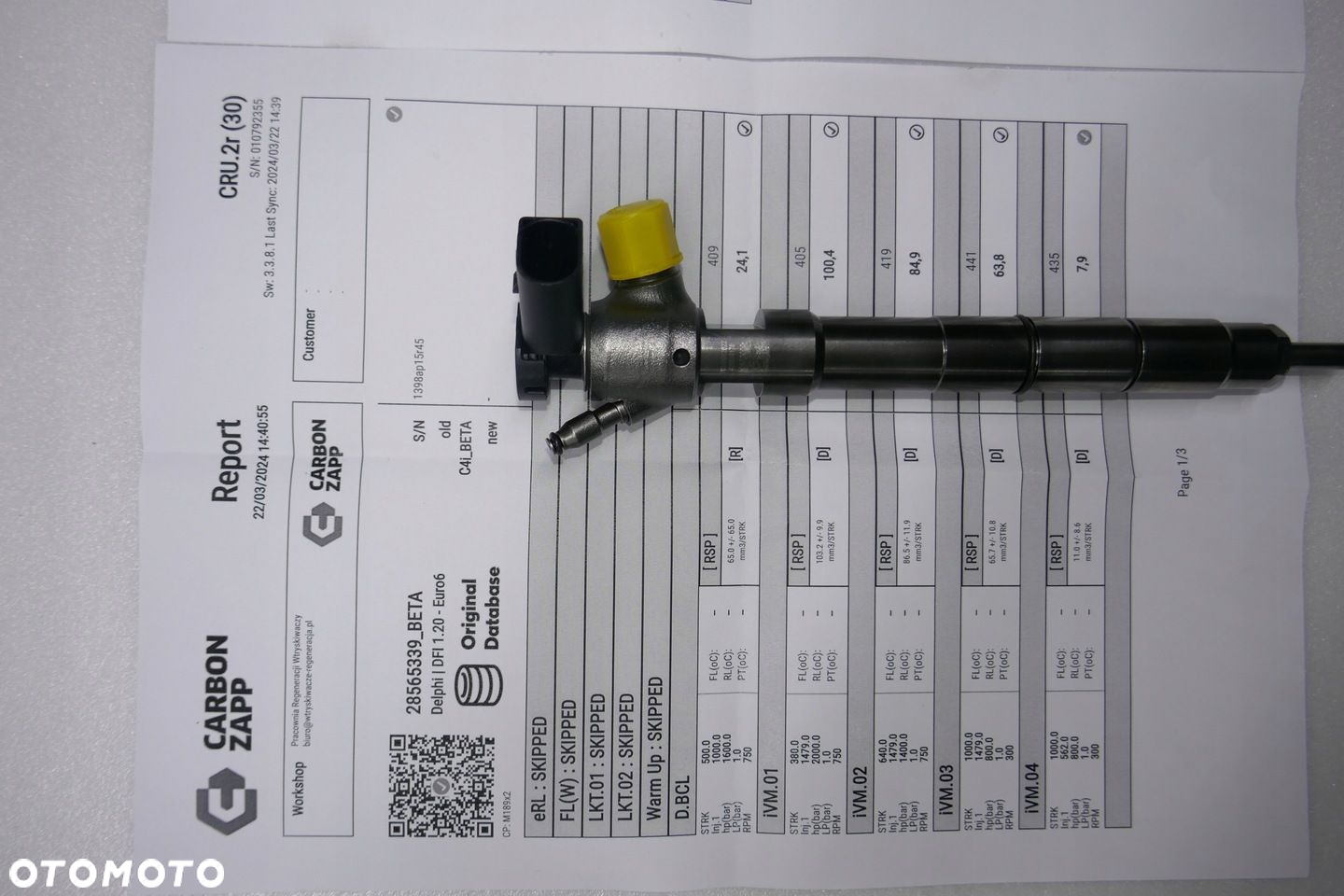 Sprawdzone oryginalne komplet wtryskiwacze 2.0 TDI T6 MULTIVAN 04L130277BA TEST WYDRUK - 3