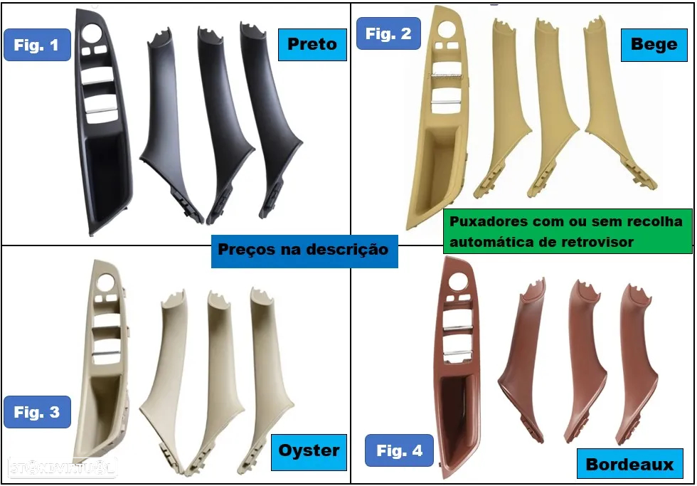Puxador porta interior Esqª ou Drtª BMW X5 F15 X6 F16 várias cores - 19