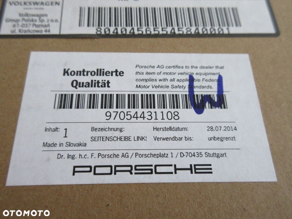 porsche panamera szyba drzwi trójkąt 97054431108 - 3