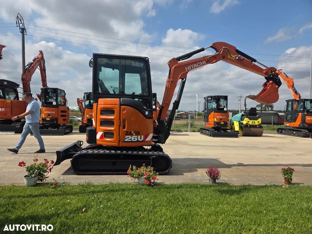 Hitachi ZX26U-6, 2023, 381h, CA NOU, CUPLA RAPIDA mecanica noua+3 cupe noi, Lama nivelare, inst picon pe brate, fara aer cond, latime 1,2m, ad sapare 3m, ridica 1,7t, masa operationala 2,7t, posibil leasing 4 ani-PROMOTIE 32.900 EUR+Tva - 7
