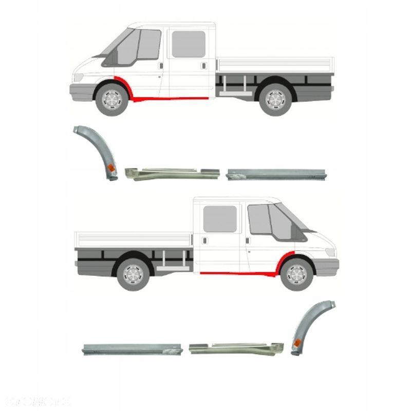 Ford Transit 00 - 13 Dopel / Podwójna Kabina Progi Reperaturki Nadkola KPL - 1