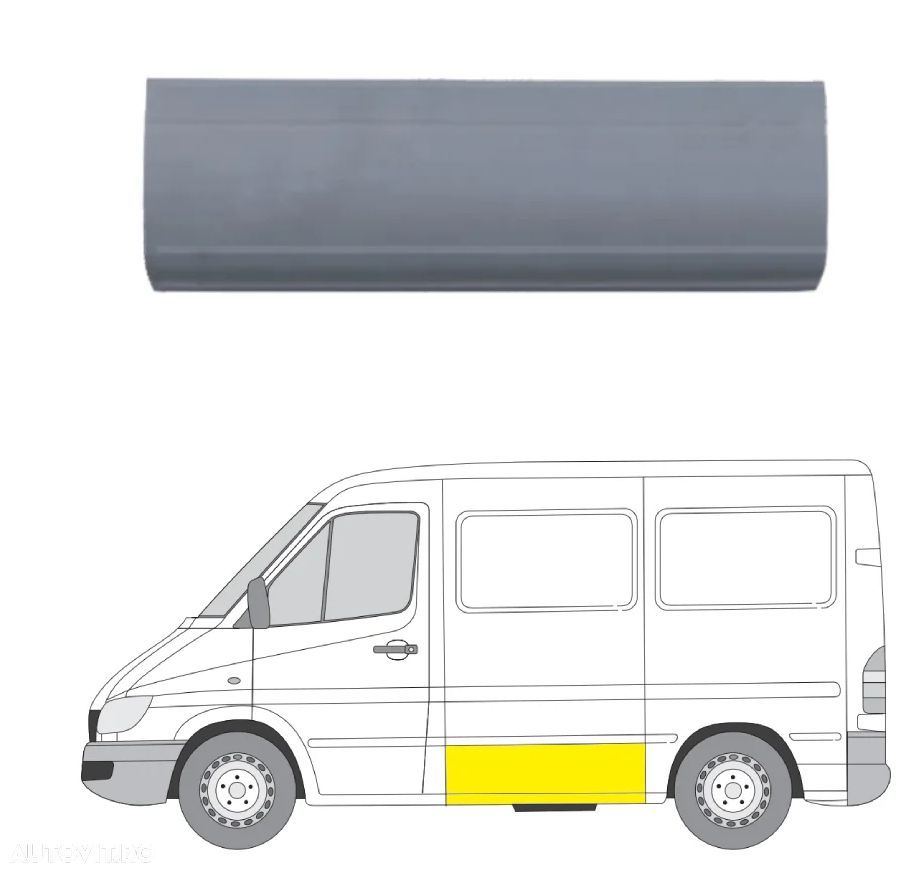 Segment reparatie panou lateral Volkswagen Lt Ii, 05.1996-12.2005; Mercedes Sprinter, 01.1995-2007, montare stanga, inferior; tabla; segment latime; lungime 1193 mm; scazut, RapidAuto - 1