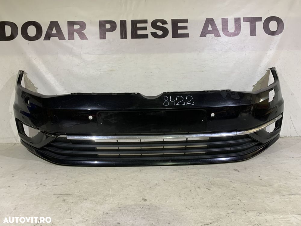 Bara fata VW Golf 7 VII, facelift, 2017, 2018, 2019, 2020, cod origine OE 5G0807221FL, cu gauri pentru spalatori faruri si senzori de parcare (6). - 1