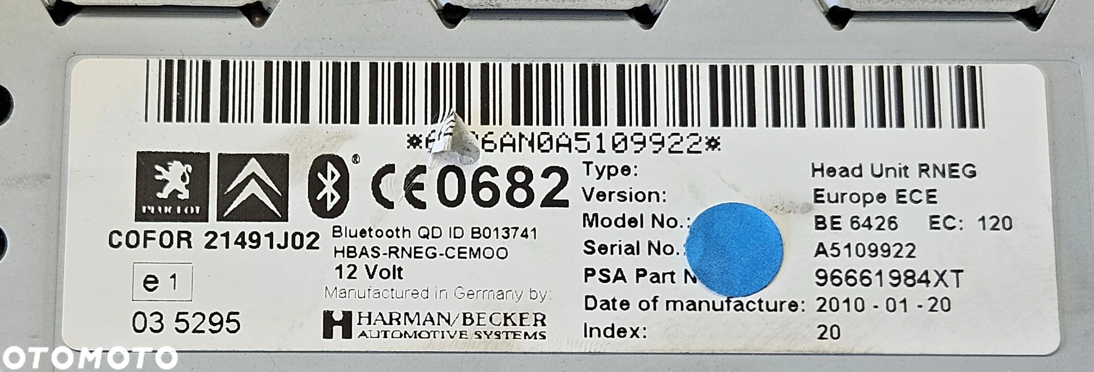 Citroen C3 C4 C5 Peugeot 208 308 5008 Radio CD RNEG1 96661984XT - 10