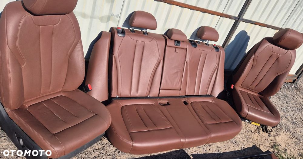 Komplet Foteli Przód Tył + Boczki Tapicerka Drzwi Skóra Brązowe BMW X5 F15 - 2
