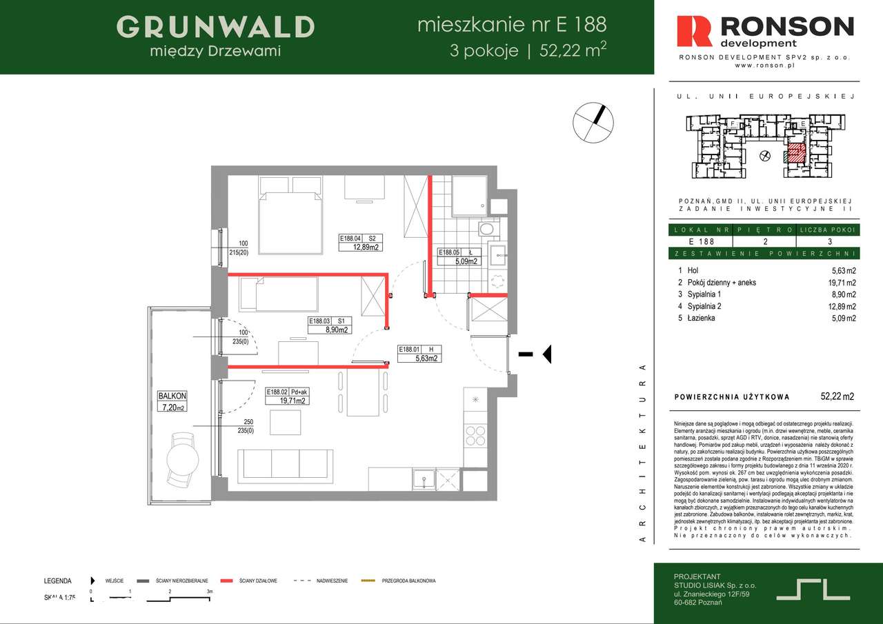 3-pokojowe mieszkanie 52m2 + balkon - Pełny obrazek: 2/10