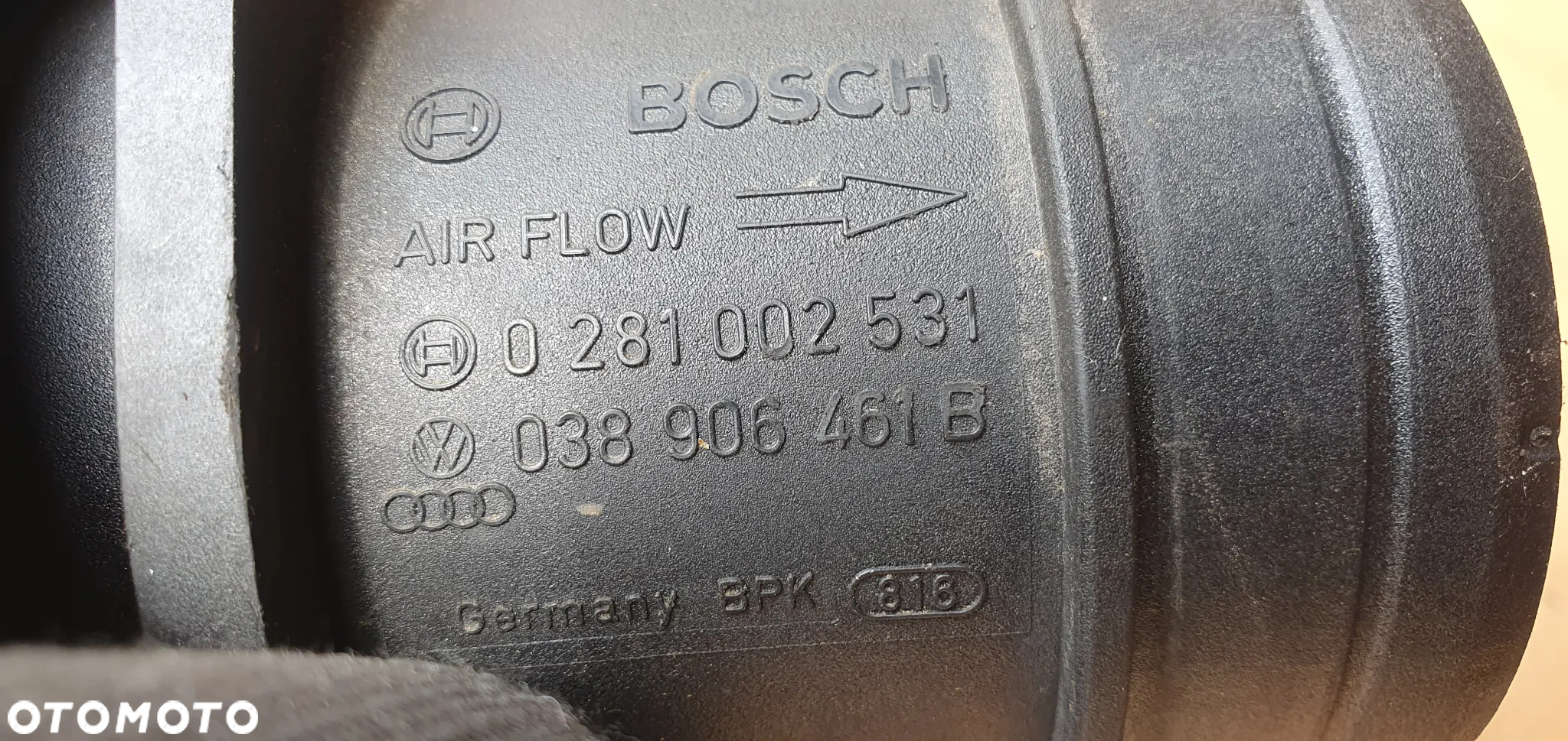 Przepływomierz powietrza VW Touran 1.9 TDI 038906461B 0281002531 - 6