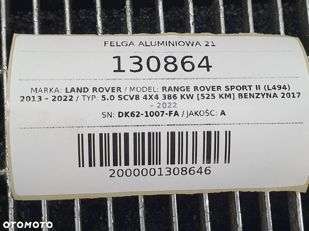 FELGA ALUMINIOWA 21 DK62-1007-FA RANGE ROVER SPORT II L494 9,5 ET49 - 12