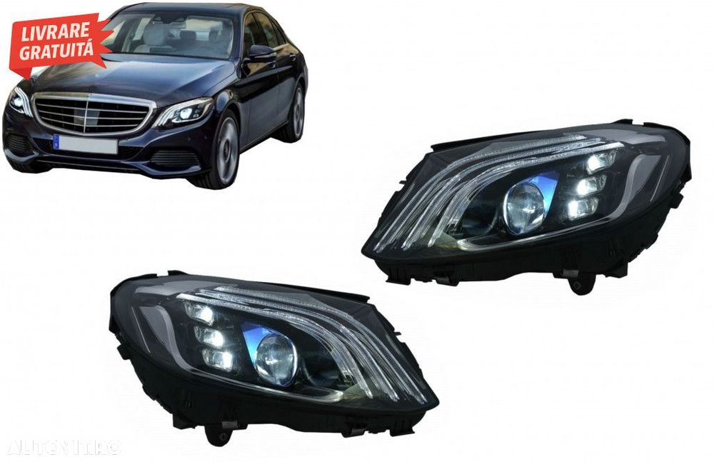 Faruri Full LED Mercedes C-Class W205 S205 (2014-2020) LHD W222 Design - 1