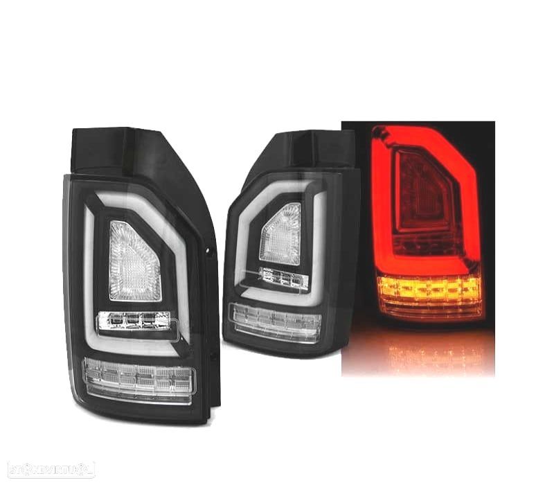 FAROLINS TRASEIROS LED DINÂMICO VOLKSWAGEN VW T6 15-19 PRETO COM PISCAS LAMPADA OEM - 1