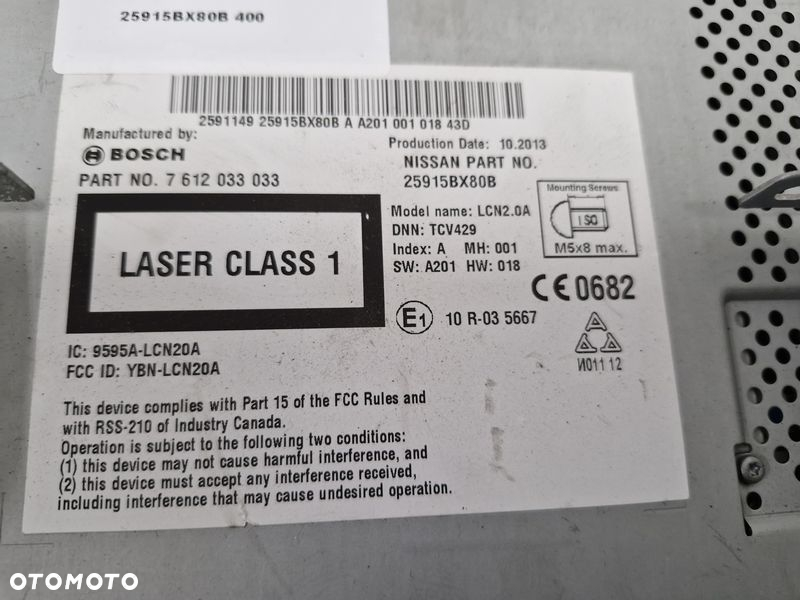 NISSAN JUKE 1 I F15 RADIO CD NAWIGACJA NAVI EKRAN WYŚWIETLACZ MONITOR 25915BX80B - 5