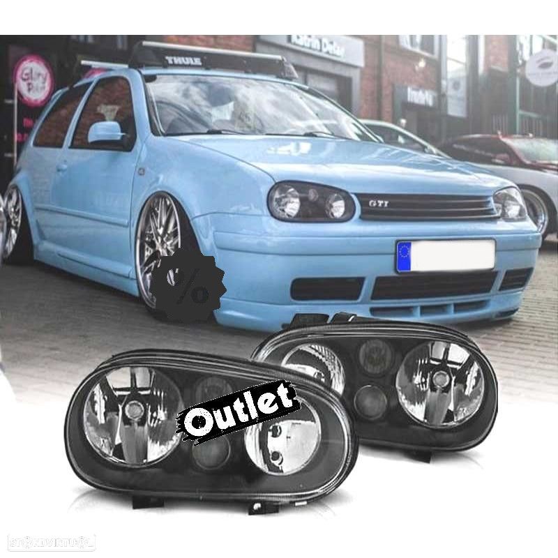 R147525C4 FARÓIS VOLKSWAGEN VW GOLF 4 MK IV 97-03 FUNDO PRETO BLACK EDITION - 1