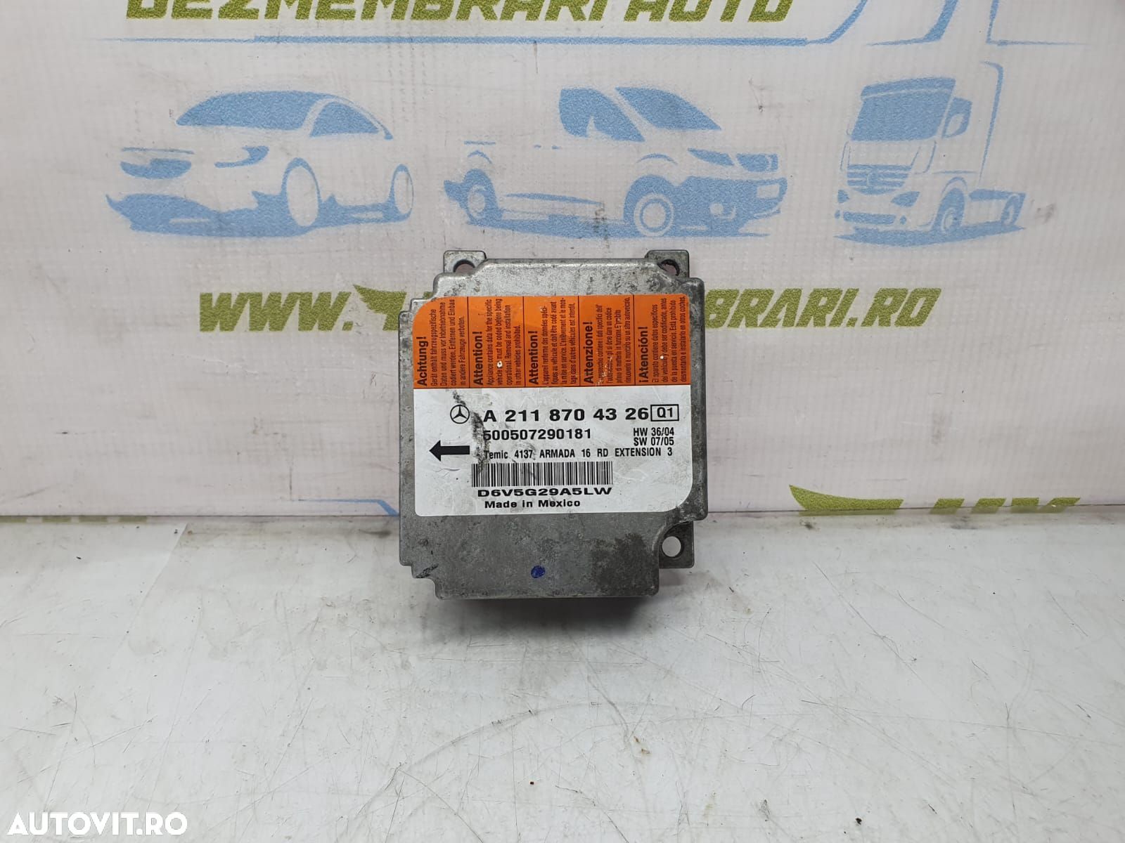 Calculator airbag a2118704326 Mercedes-Benz E-Class W211 [2002 - 2006 - 1