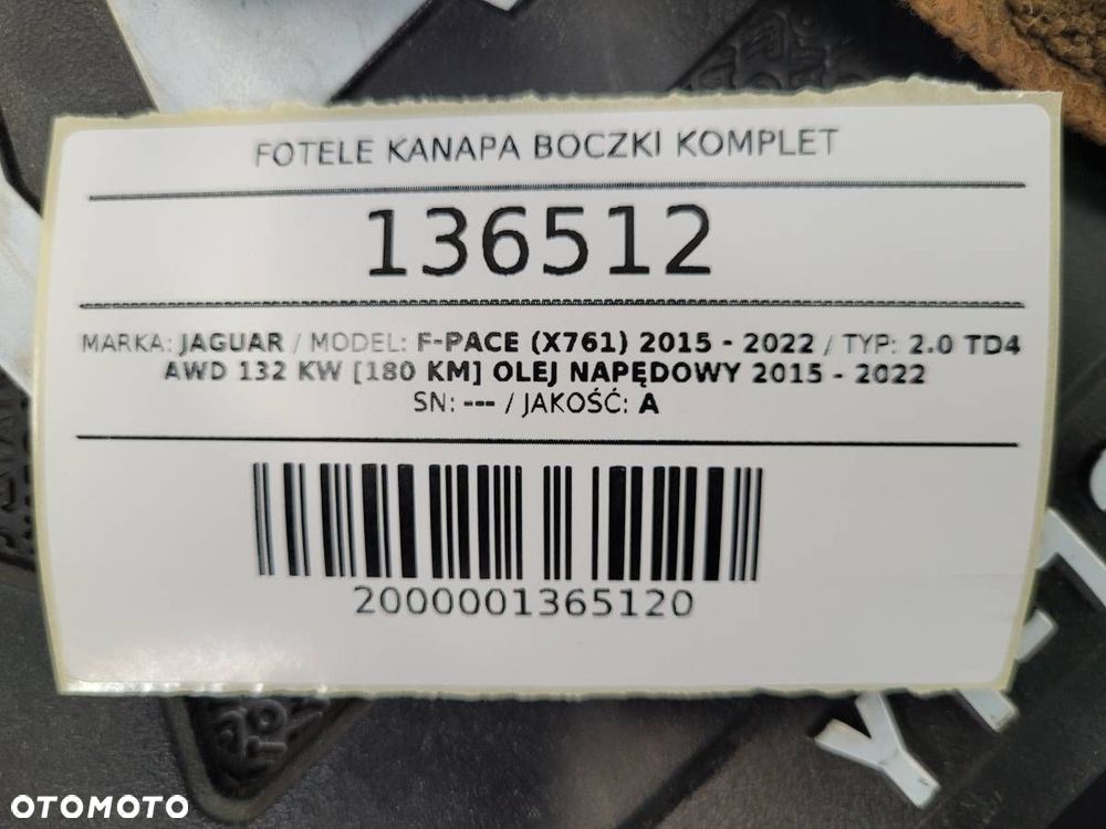 FOTELE KANAPA BOCZKI KOMPLET JAGUAR F-PACE X761 EUROPA CZARNA SKÓRA - 17