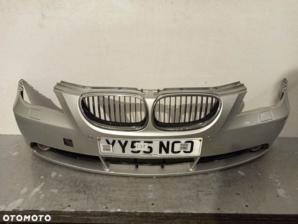 + ZDERZAK PRZÓD PRZEDNI DO BMW SERII 5 E60/E61 TITANSILBER SREBRNY PDC CZUJNIKI SPRYSKIWACZE LAMP XENON HALOGENY - 1