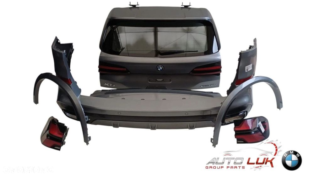BMW X5 G05 ZDERZAK KLAPA LAMPY C4W SKYSCRAPER GRAU METALLIC W KOLOR KOMPLETNY TYŁ - 4
