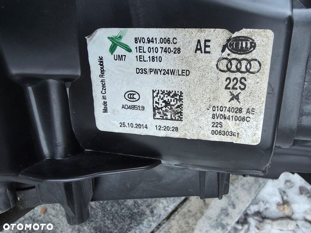 audi a3 s3 8v0 sedan cabrio lampy przód bi xenon led 8v0941005c 8v0941006c - 15