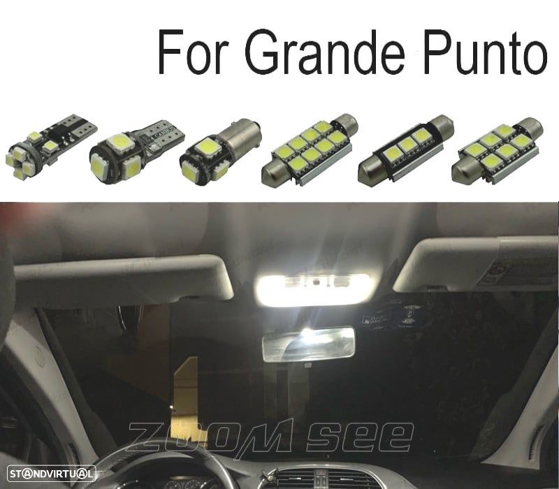KIT COMPLETO 9 LAMPADAS LED INTERIOR PARA FIAT GRANDE PUNTO 199 05-12 - 1