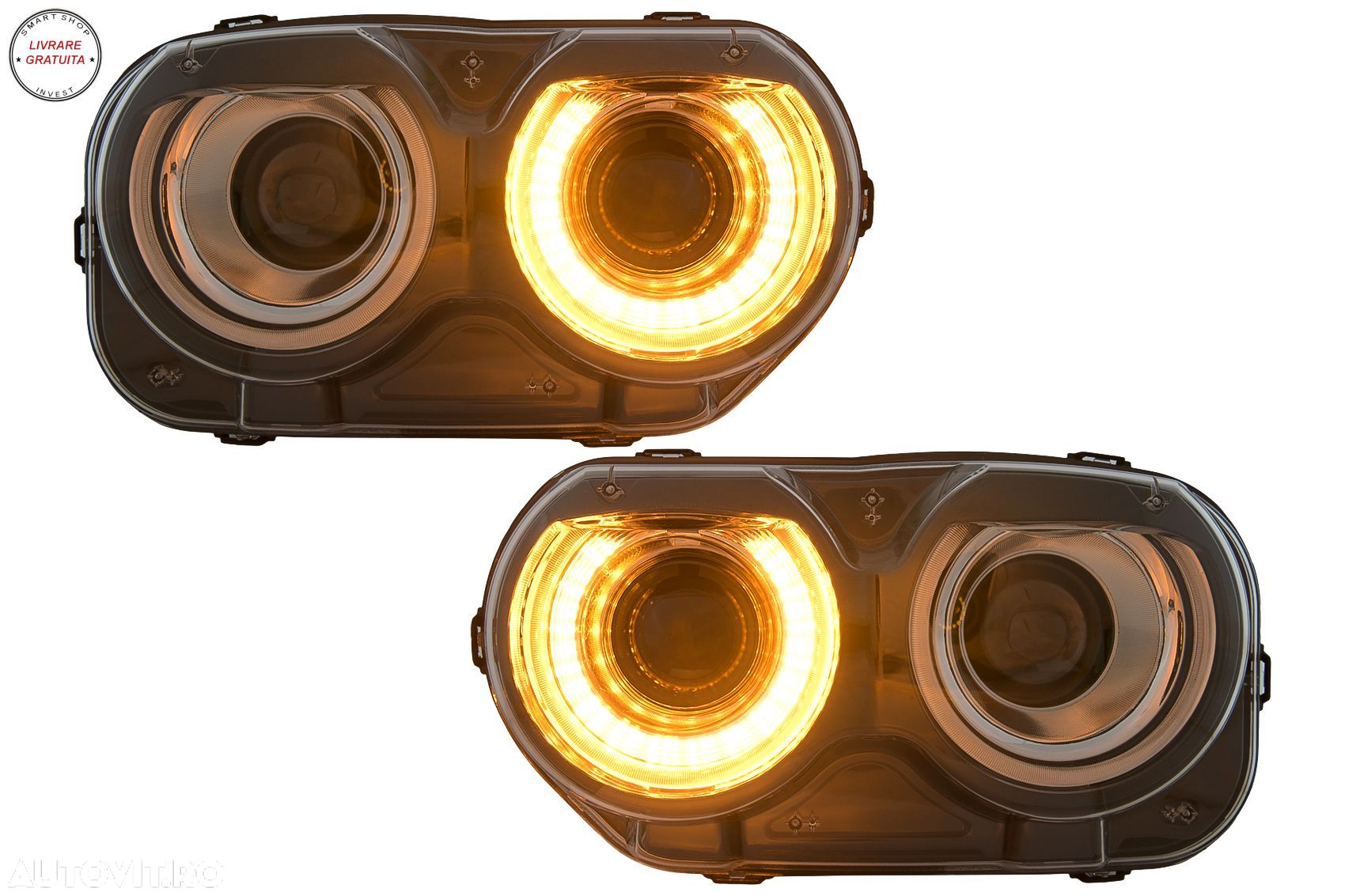 Faruri LED Dodge Challenger (2015-2024) Negru cu Lumini RGB- livrare gratuita - 1