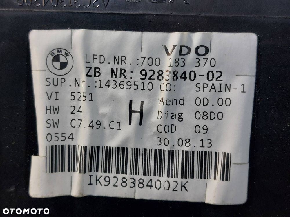 LICZNIK ZEGARY BMW X1 E84 2.0 D 9283840 - 2