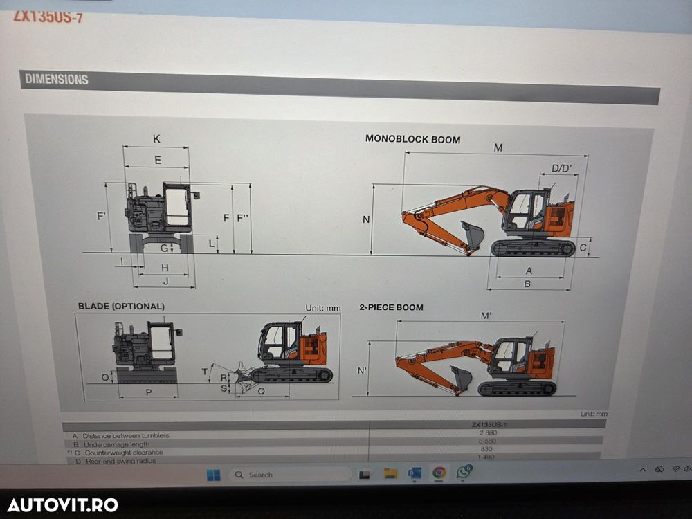 Hitachi LANDCROSS ZX130-7, 2025, 15,5t, LAMA, Ad sapare 7m, Inst picon, Inst rotire, camera spate, camere laterale, latime 2,49m, consum 5,5l/ora, ridica 7,5tone, garantie extinsa, posibilitate leasing-PROMOTIE 129.900 EUR+Tva - 40