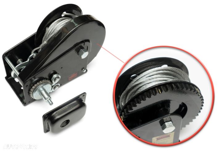 troliu manual profesional cablu 17m, 2600 lbs(trage 1200kg) - 6