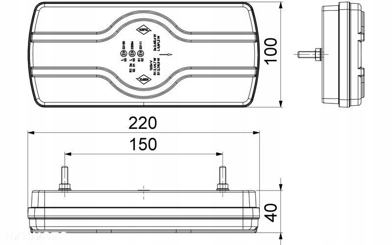 lampa zespolona ze światłem oświetlenia tablicy rejestracyjnej (led) 12/24v - 4