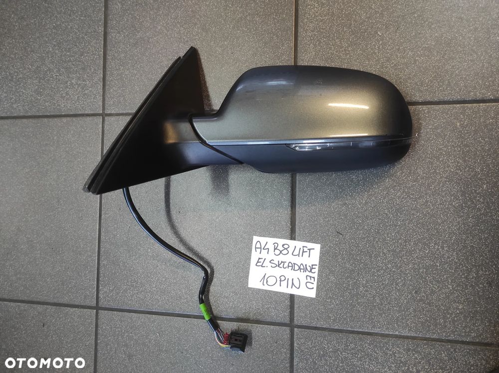 LUSTERKO LEWE BOCZNE KIEROWCY AUDI A4 B8 LIFT 10 PIN SKŁADANE EUROPA LX7R 6Y6Y DAYTONA GREY SZARE WYSYŁKA !!! - 1