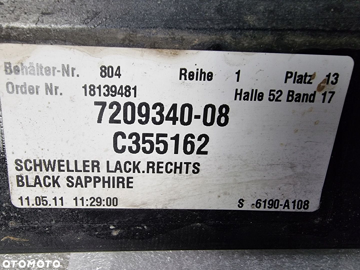 BMW F01 F02 LISTWA PROGOWA NAKŁADKA PRAWA 7209340 - 10
