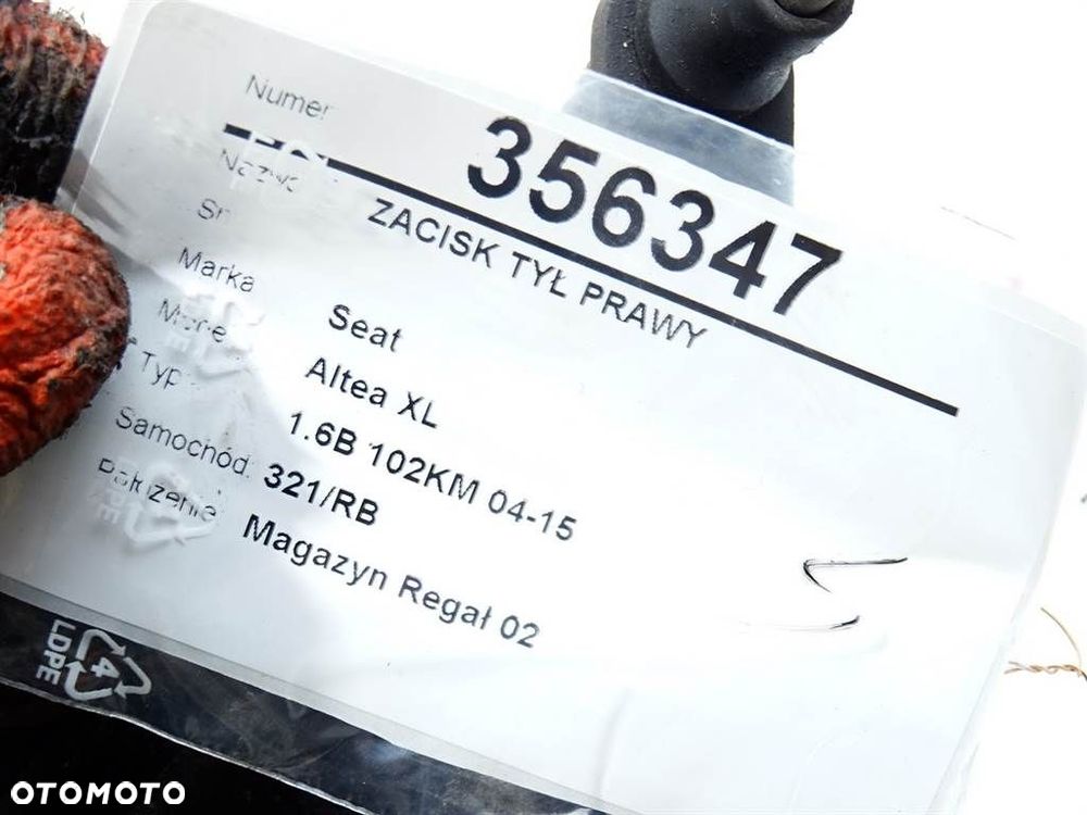 ZACISK TYŁ PRAWY - 86.00 PLN - SEAT ALTEA XL (5P5, 5P8) 2006 - 2022 1.6 75 kW [102 KM] benzyna 2006 - 5