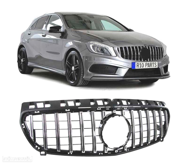 GRELHA FRONTAL MERCEDES CLASE A W176 GT 12-15 PRETO CROMADO - 1