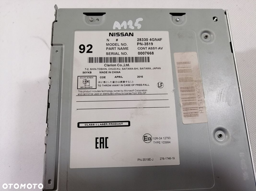 Infiniti QX30 radio cd 28330 4GN4F - 2