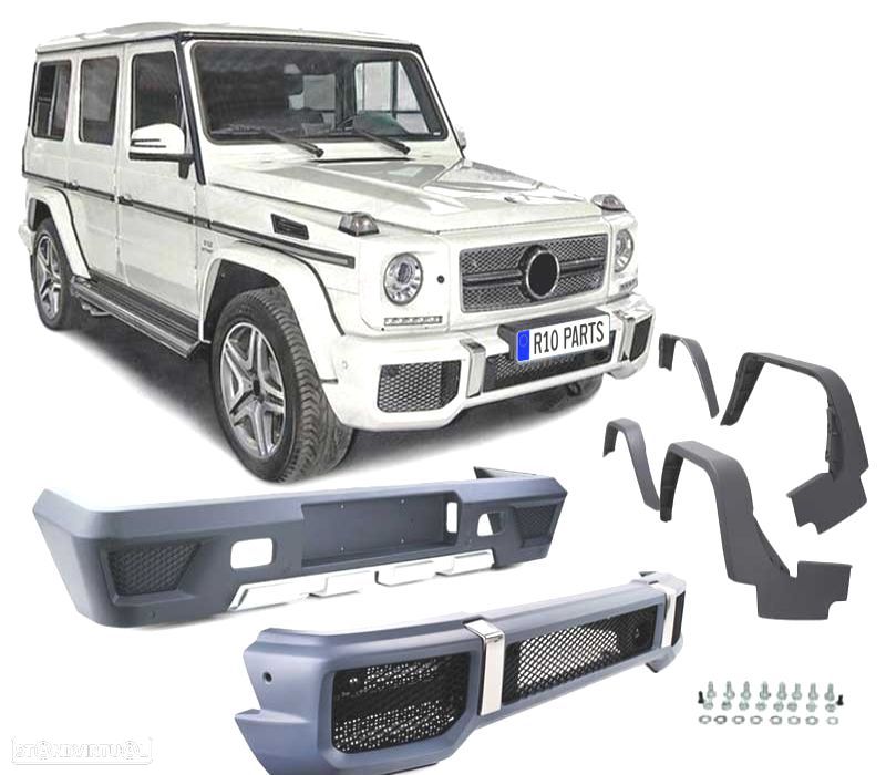 KIT DE CARROÇARIA MERCEDES CLASE G W463 LOOK AMG G65 PDC: PARACHOQUES FRONTAL + TRASEIRO + 4 ABAS - 1
