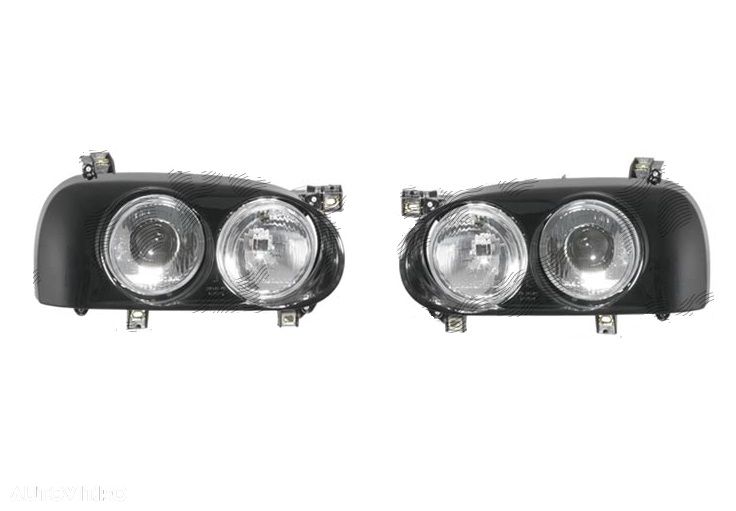 Set faruri tuning VW GOLF 3, 08.1991-04.1999, TYC, stanga+dreapta, tip bec H1+H3+T5W; manual/electric; janta neagra; - 1