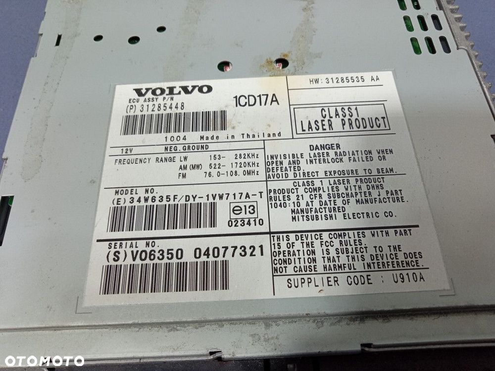 VOLVO S40 II V50 C30 LIFT 07- RADIO CZYTNIK PŁYT CD 31285448 - 6