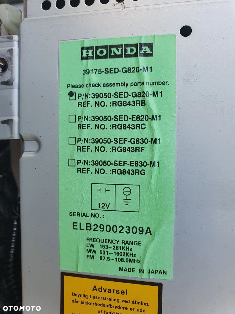 HONDA ACCORD VII RADIO NAWIGACJA 39175-SED-G820-M1 EUROPA - 4