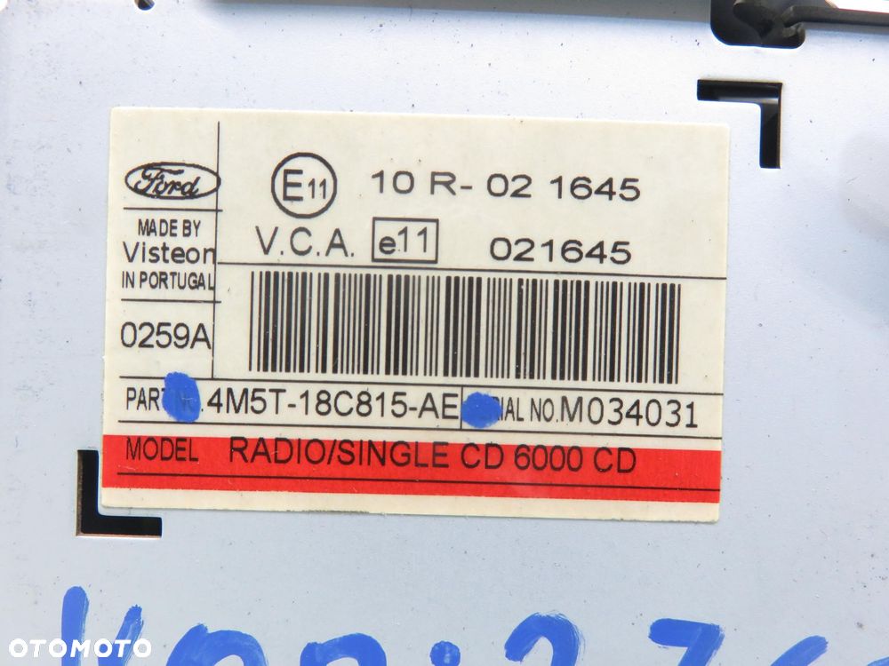 RADIO FORD FOCUS C-MAX 4M5T18C815AE + KOD - 2