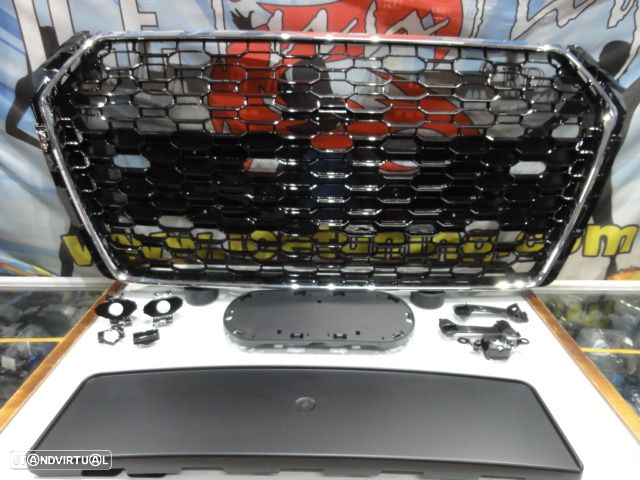 Grelha frontal AUDI A4/S4 B9 15-19 RS4 look  cromado e preto brilhante com suporte para símbolo - 22