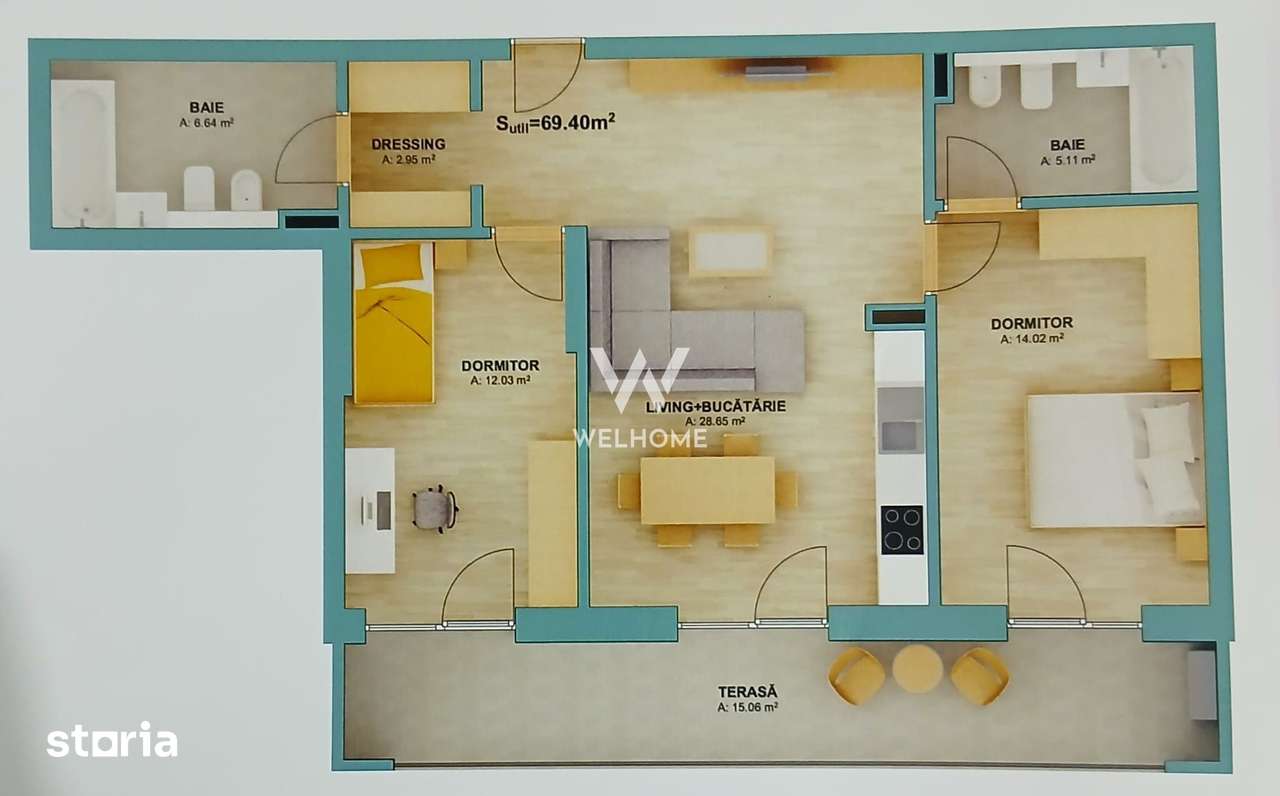 Apartament 3 camere la cheie – ansamblu nou – Doamna Stanca — fotografia 1