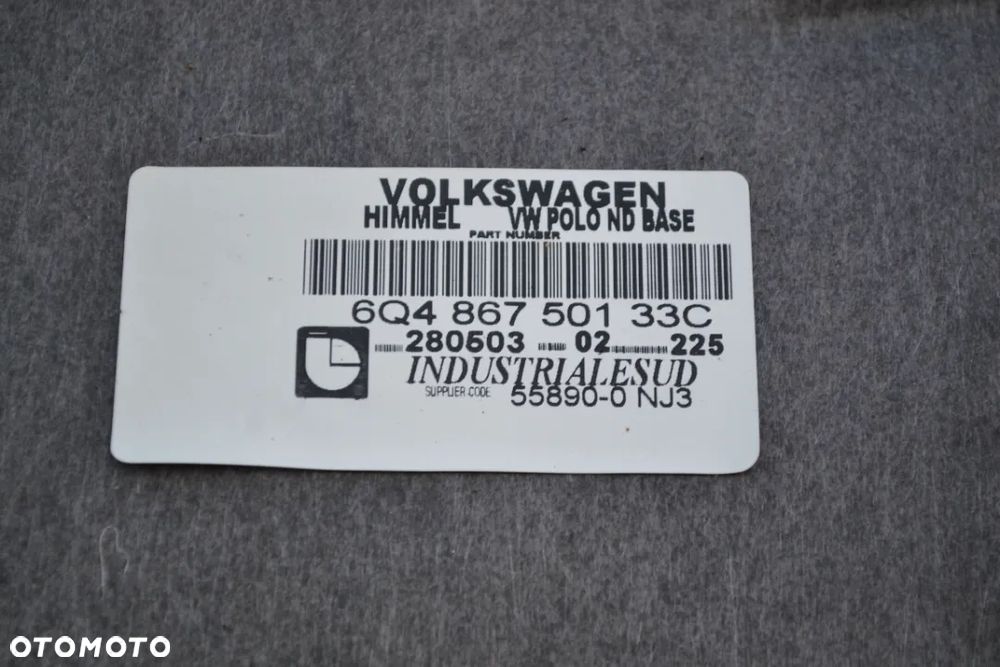VW POLO 9N 5 DRZWI 02-05 PODSUFITKA JASNA 6Q4867501 POMORSKIE - 5