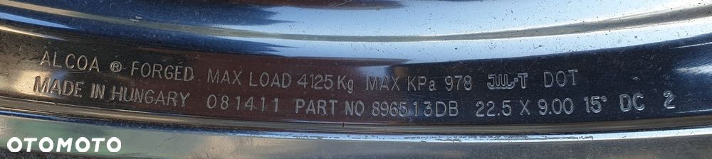 DAF ALUFELGI DURA BRIGHT wąskie 22,5x 9,00 - 15 DC 2 - 4
