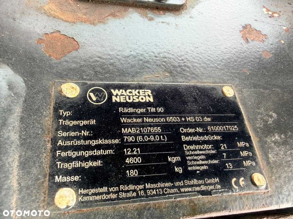 Wacker Neuson Koparka Kołowa 6 TON Wacker NEUSON 6503 -2 Pług Ramię Long 3 Łamane POWERTILT Lenhoff MS03 6503 ew65 - 11