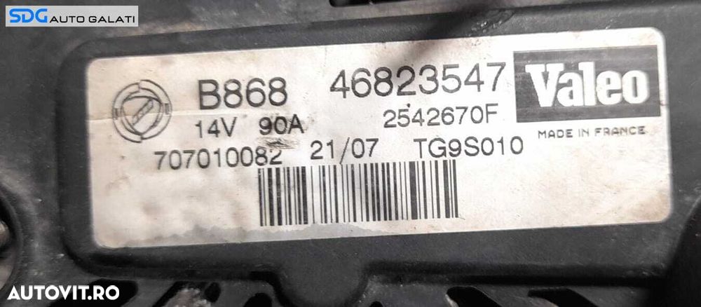 Alternator Valeo 90A 14V Lancia Musa 1.3 D Multijet 2004 - 2012 Cod 46823547 707010082 TG9S010 [N0823] - 4