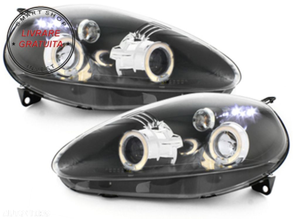 Faruri Fiat Grande Punto (09.2005-2008) Angel Eyes Negru- livrare gratuita - 2