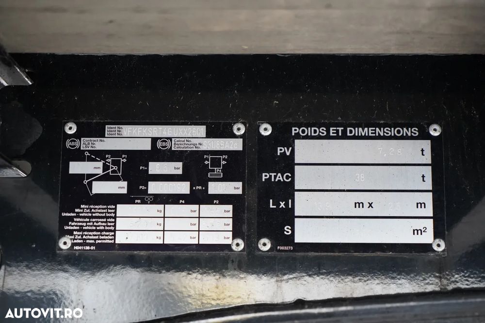 Fruehauf / CORTINĂ / STANDARD / ELEVATOR DHOLLANDIA 2.000 kg / PODEA PUTERNICĂ - 31