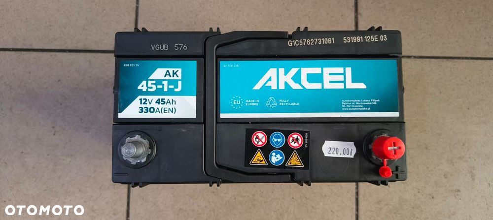 AKUMULATOR AKCEL 12V 45Ah 330A NOWY - 1