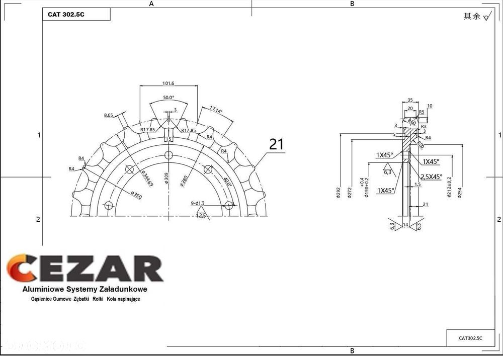 Koło Napędowe CAT 302.5 302.5C 302.2D 302.7 - 1