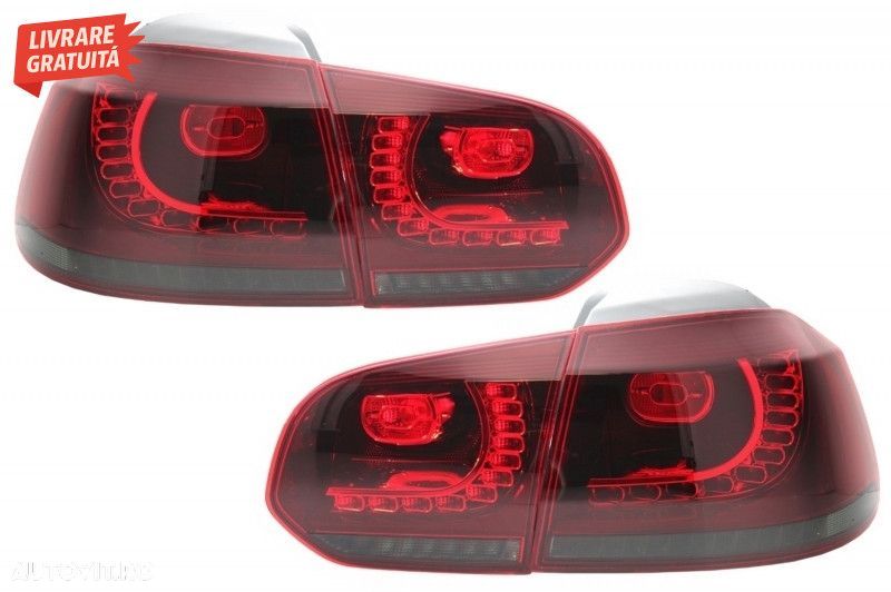 Stopuri Full LED VW Golf 6 VI (2008-2013) R20 Design Rosu Fumuriu - 3