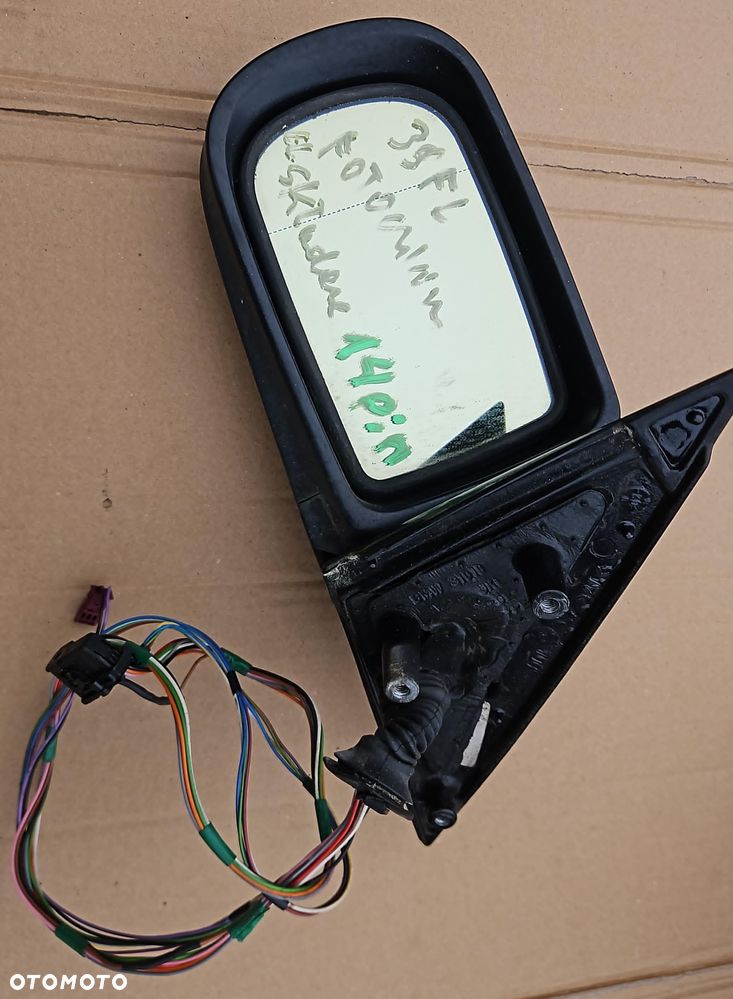 BMW 5 E39 FL LIFT LUSTERKO LEWE FOTOCHROMATYCZNE 14 PIN EL SKŁADANE MOCOWANIE W POŁYSKU GLANZSCHWARZ - 1