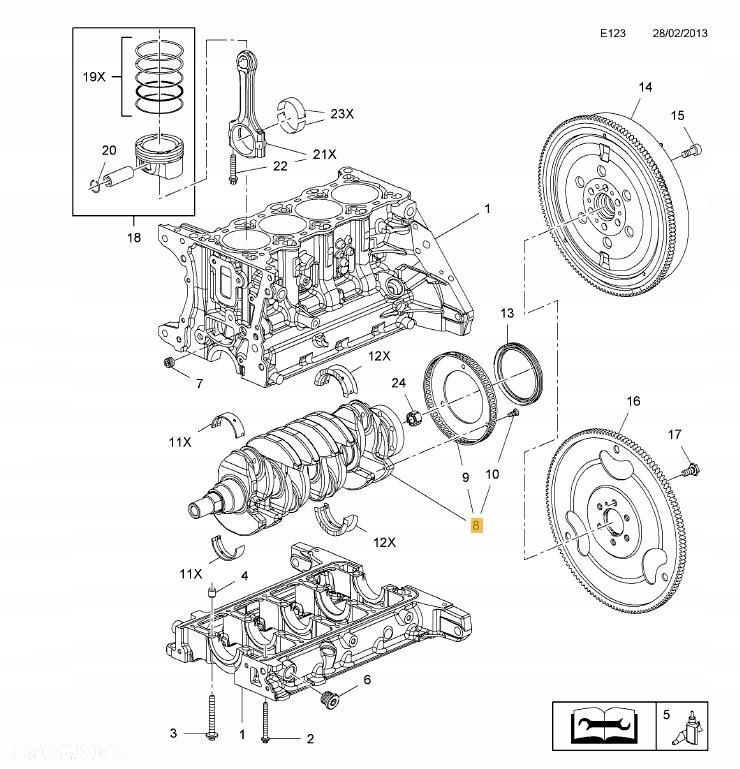 Wał korbowy Opel Astra J IV 1.4 ORYGINAŁ NOWY 55565279 55574335